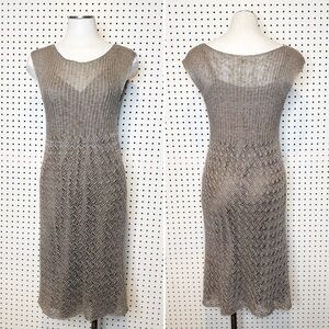 Margaret O’Leary | Crochet Knit Semi-Sheer Dress w/ Slip Dress Separate Sz. M